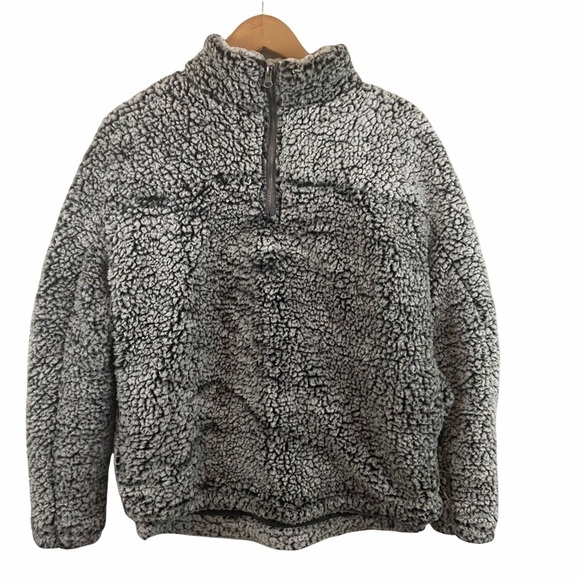 Thread + Supply Sherpa Black White 1/4 Zip Jacket Sz M Pullover - Picture 1 of 7